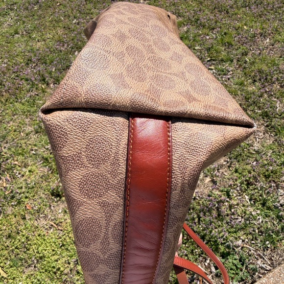 Coach Brown Signature Canvas Tote with Burnt Brown Leather Trim - Picture 5 of 5